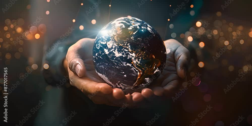 The earth is in the hands of business man The earth is in the hands of business man