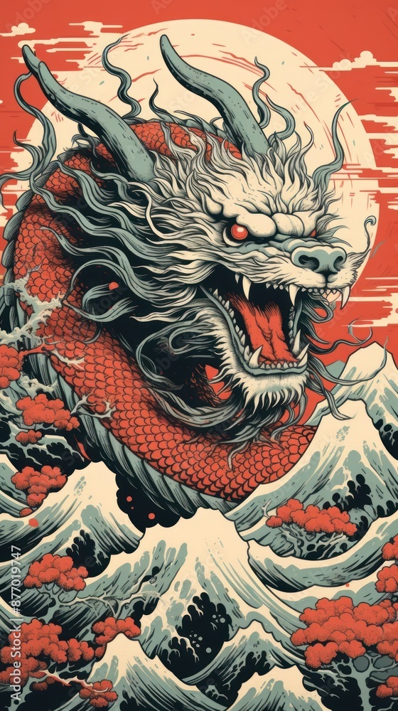 Obraz premium Chinese dragon drawing representation creativity.