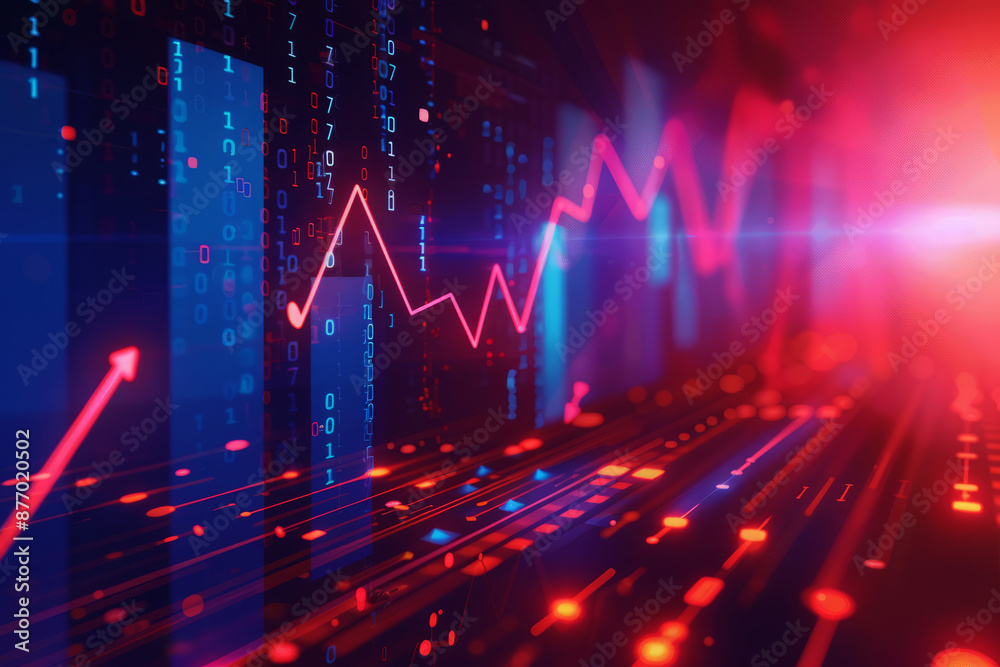 Abstract background with digital arrow up Abstract background with digital arrow up