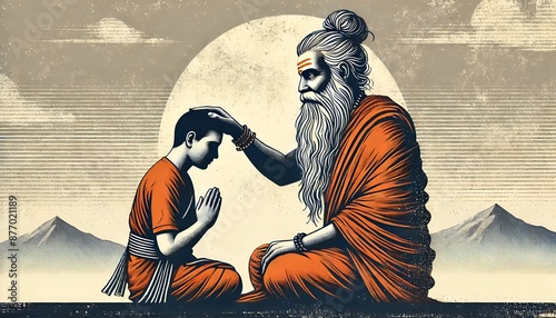 Grunge poster illustration for Guru Purnima.