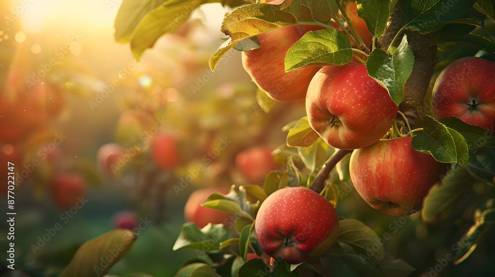 Obraz premium Ripe red apples on the tree 