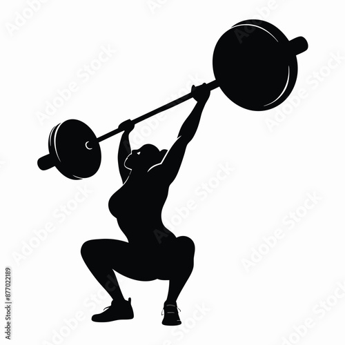 vector silhouette of a weight lifter woman, isolated of white background