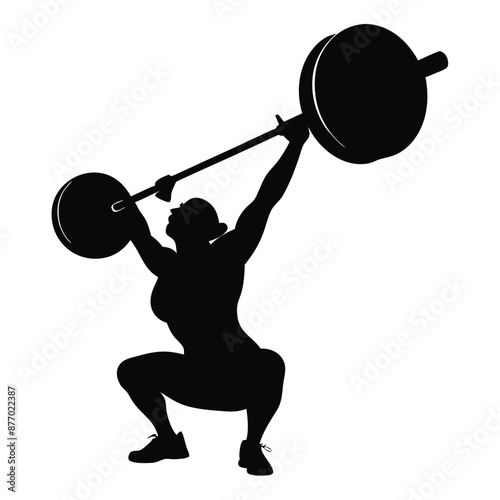 vector silhouette of a weight lifter woman, isolated of white background