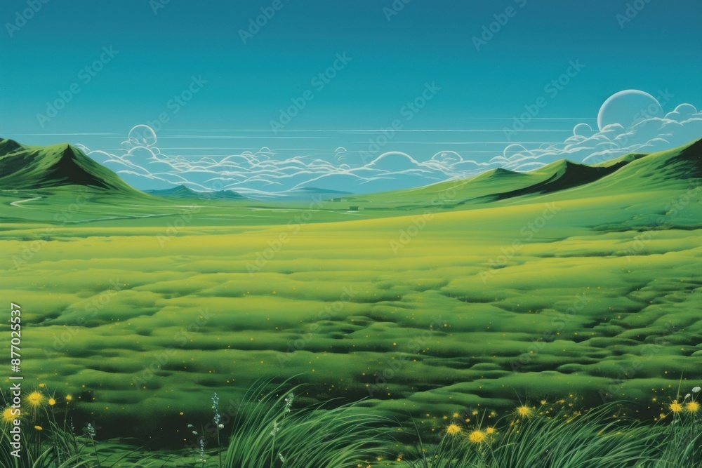 Obraz premium Empty Grass field landscape grass grassland.