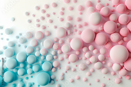 pastel-colored spheres of various sizes scattered on a light background with a soft gradient  © Stima