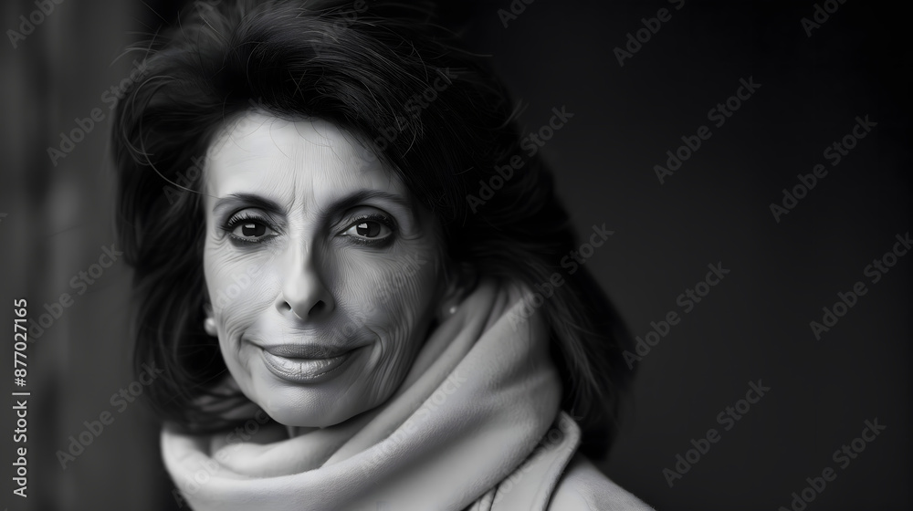 Retrato en clave baja de una mujer mayor muy elegante en blanco y negro Retrato en clave baja de una mujer mayor muy elegante en blanco y negro
