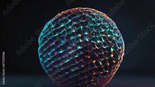 Looped distortion waves on abstract sphere of particles.

