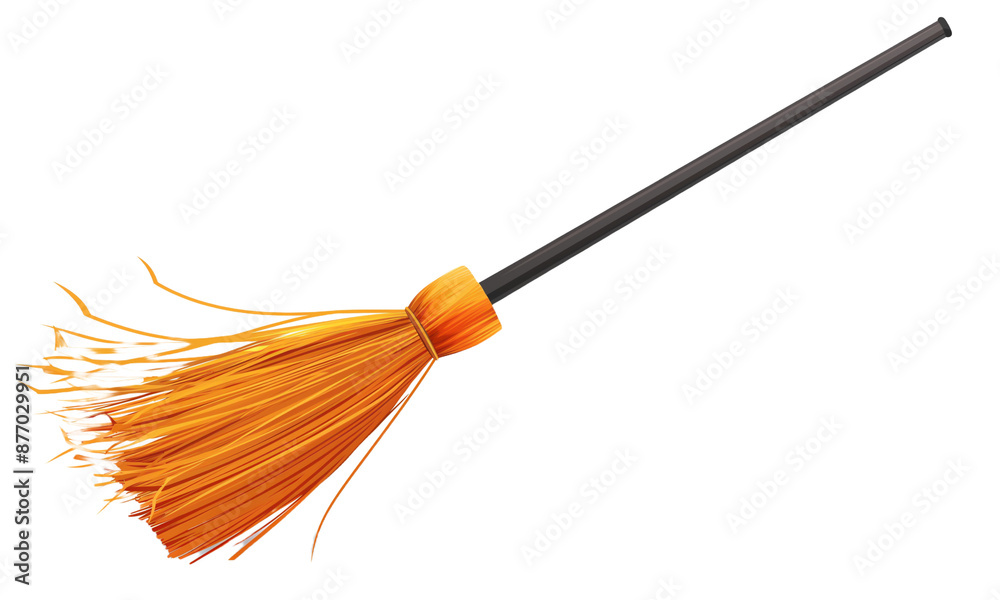 halloween jack o lantern broom isolated on transparent background