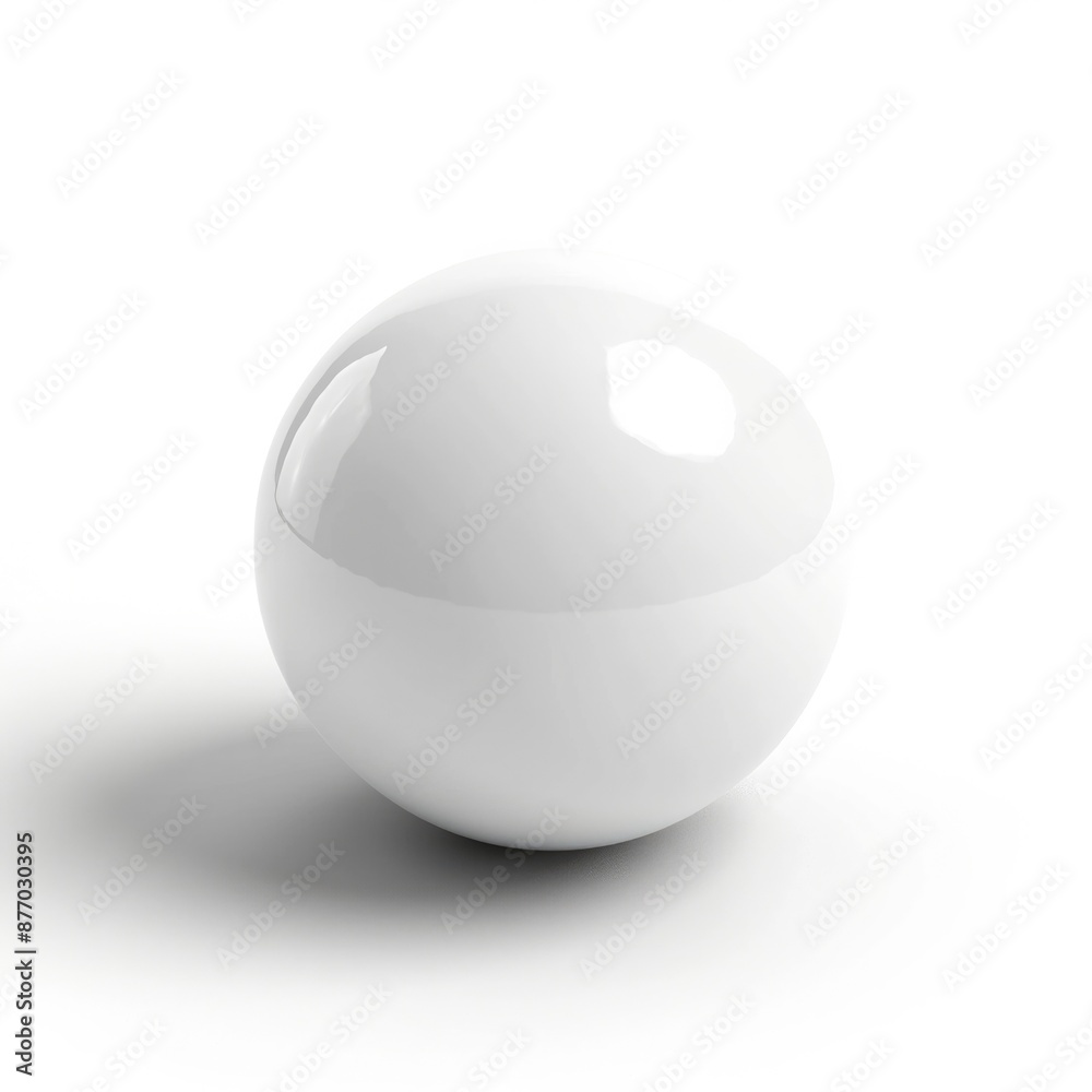 White Ball. Isolated Object Symbol on White Background with Shadow. 3D Rendering White Ball. Isolated Object Symbol on White Background with Shadow. 3D Rendering