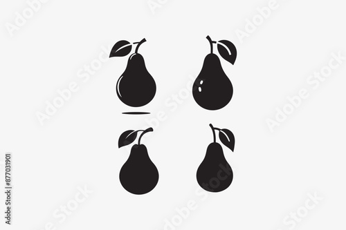 Pear Fruits vector silhouette image adobe illustrator.