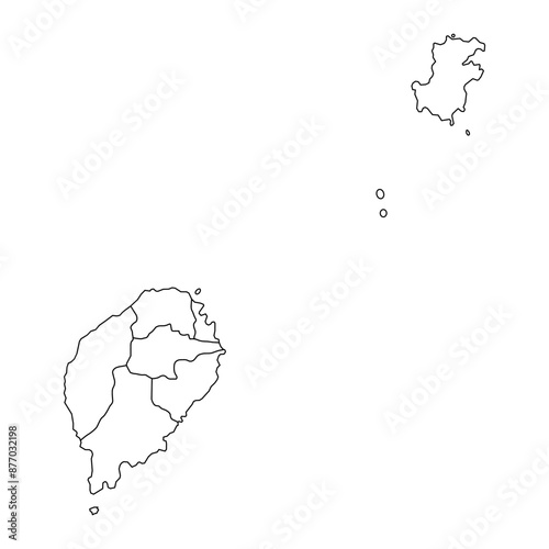 Sao Tome and Principe map with administrative divisions. Vector illustration.