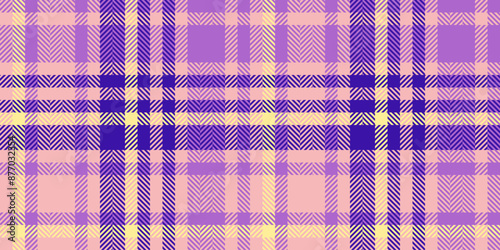 Color vector pattern background, hipster textile check texture. Rug tartan plaid seamless fabric in light and purple colors.