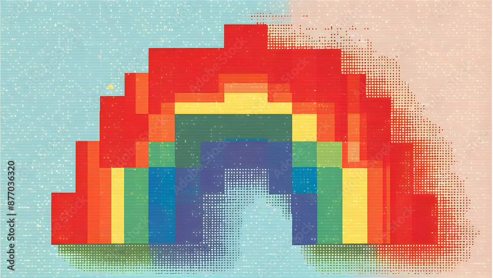 Fototapeta premium Playful Pixel Art Rainbow with Retro Vibes