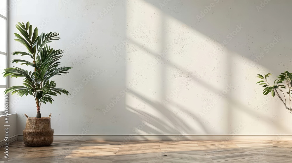 A bright and airy room with wooden flooring, featuring two lush green potted plants placed near a large window that allows abundant sunlight, creating a calming environment. A bright and airy room with wooden flooring, featuring two lush green potted plants placed near a large window that allows abundant sunlight, creating a calming environment.