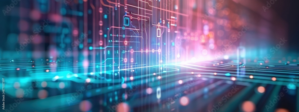 Holographic data protection, advanced encryption technology, futuristic secure communication, neon tones Holographic data protection, advanced encryption technology, futuristic secure communication, neon tones