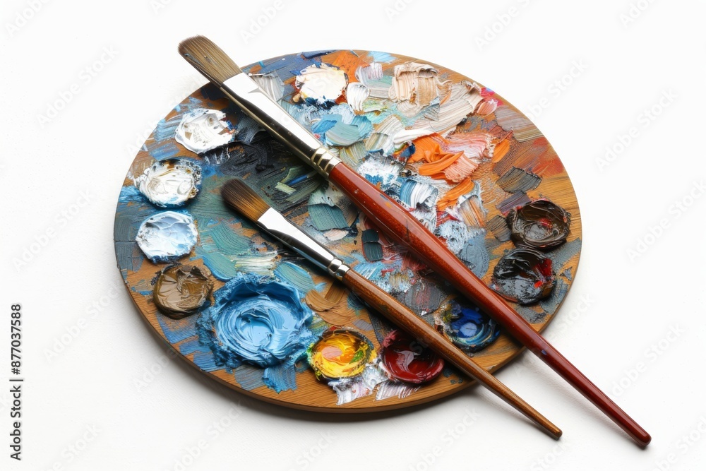 A paintbrush, palette, and canvas await the artist's touch, ready to bring imagination to life. The tools of the trade are neatly arranged, inviting creativity to flow.