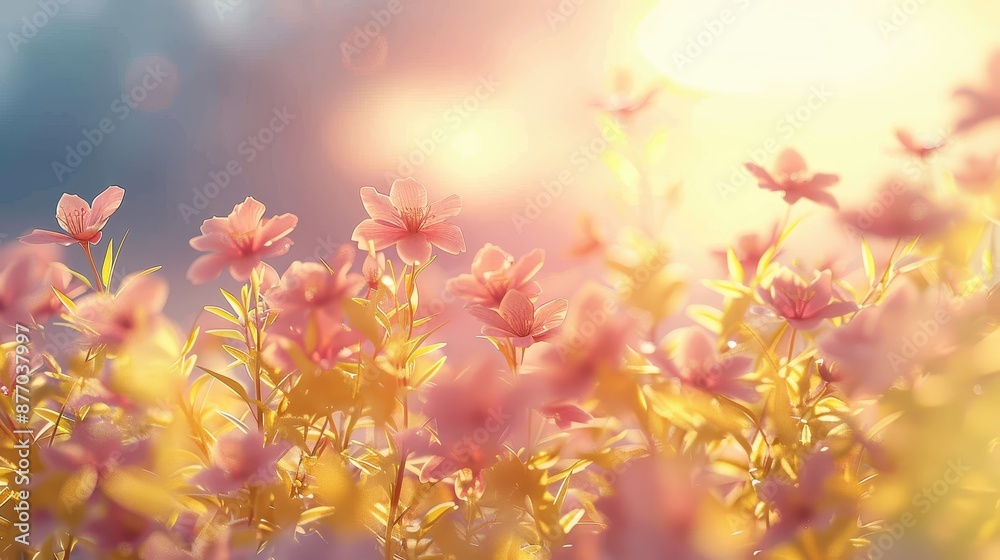 A stunning image of blushing pink flowers illuminated by the soft, golden hues of the setting sun, highlighting their intricate details and creating a dreamy atmosphere. A stunning image of blushing pink flowers illuminated by the soft, golden hues of the setting sun, highlighting their intricate details and creating a dreamy atmosphere.
