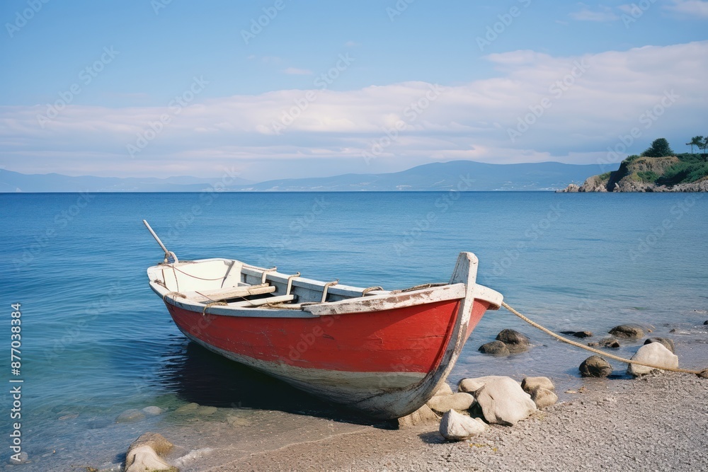 Boat in the ocean coast watercraft sailboat. Boat in the ocean coast watercraft sailboat.