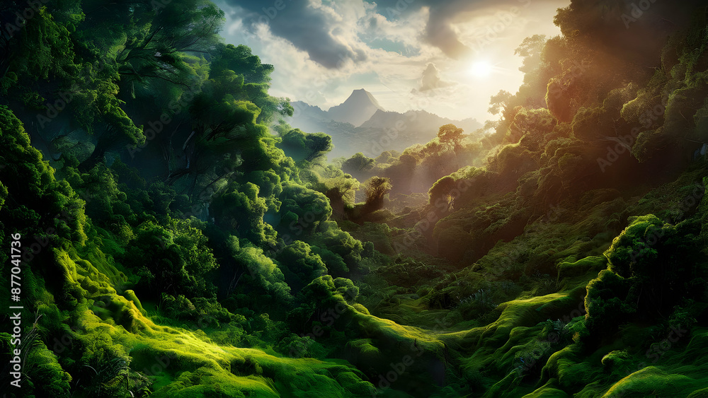 Forest Majesty Sunlight Pierces Mossy Tapestry Forest Majesty Sunlight Pierces Mossy Tapestry