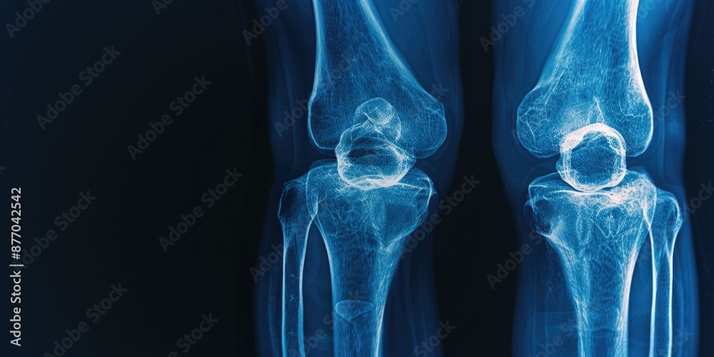 Comparison of two x-ray images showing the same pair of legs from different angles Comparison of two x-ray images showing the same pair of legs from different angles