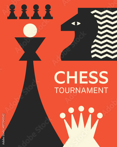Poster for chess tournament. Abstract chess design vector illustration.