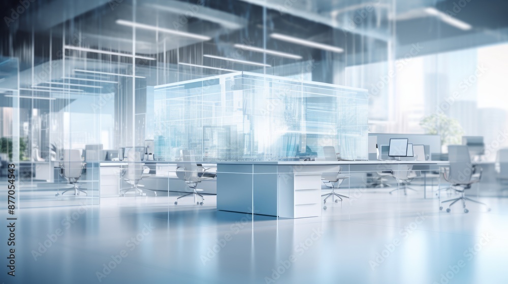 Spacious white office with large windows and shiny floor Spacious white office with large windows and shiny floor