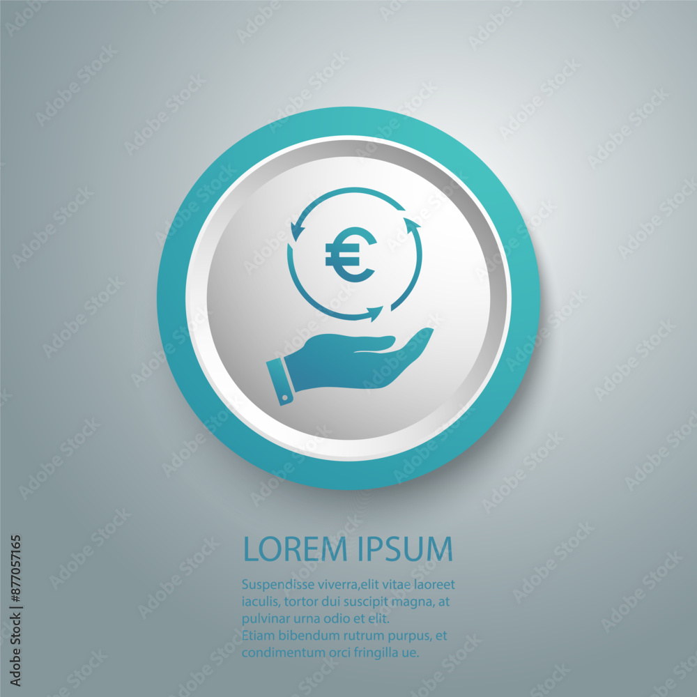 Euro money on hand icon vector for investment and stock market concept Euro money on hand icon vector for investment and stock market concept