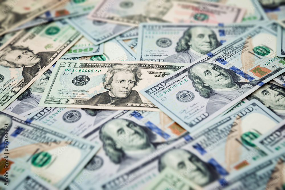 Money background of US dollar banknotes. Close up view Money background of US dollar banknotes. Close up view