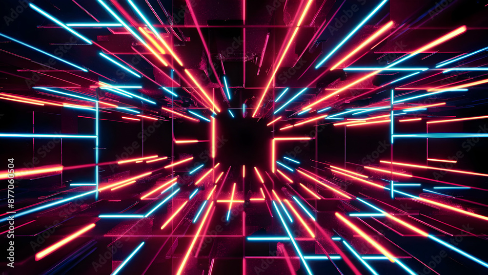 Fototapeta premium Synthwave Paradise A Neon Laser Highway