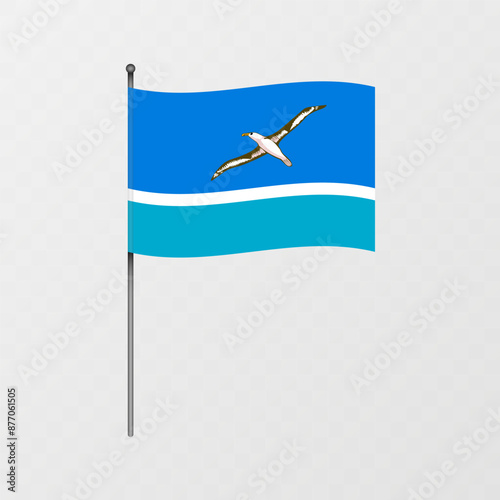 Midway Atoll flag on flagpole. Vector illustration. photo