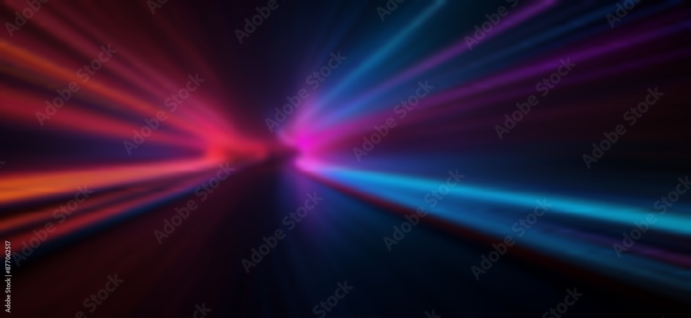 Vibrant Abstract Background with Colorful Rays of Light and Neon Lines in Motion Blur