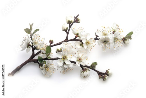 Close-up of a bouquet of white flowers against a plain white background, suitable for various design and advertising uses