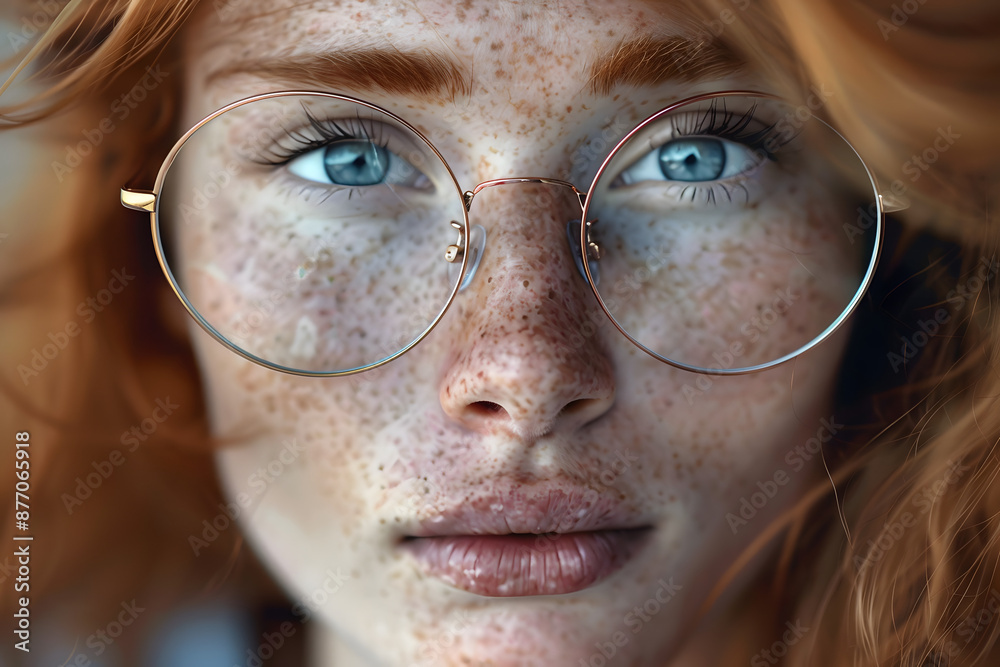 Glasses of Grace: Freckled Redhead Model in Stylish Round Frames Glasses of Grace: Freckled Redhead Model in Stylish Round Frames