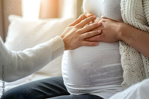 Obraz na płótnie Tender Prenatal Touch: Obstetrician's Care at Home w salonie