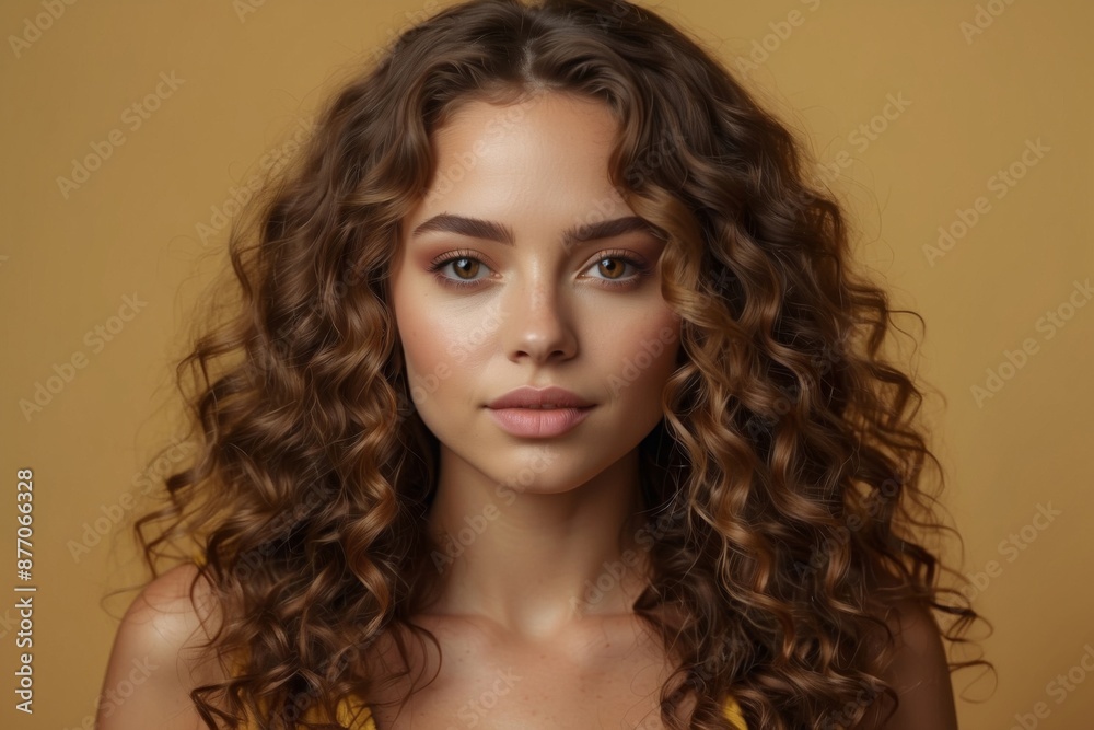 Curly girl, women portrait, emotions, copy space. Curly girl, women portrait, emotions, copy space.