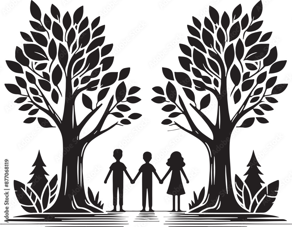 Friendship Day Elements Silhouette vector Design Friendship Day Elements Silhouette vector Design