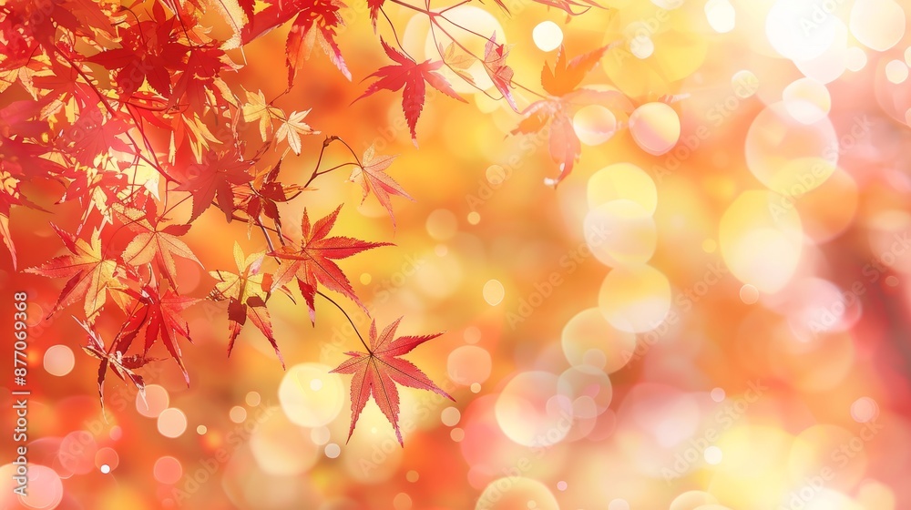 Vibrant maple leaves web banner autumn season bokeh effect in realistic year end event photo Vibrant maple leaves web banner autumn season bokeh effect in realistic year end event photo