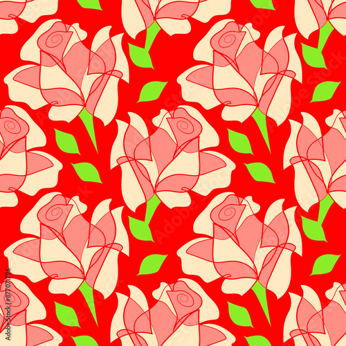 Red Floral Tapestry pattern for prints