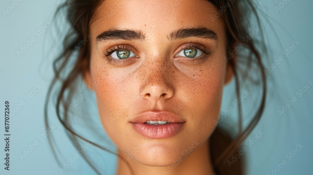 a close-up of a beautiful woman with a stressed expression, her face showing signs of tension and anxiety, capturing the struggles of daily life, providing ample copy space for text a close-up of a beautiful woman with a stressed expression, her face showing signs of tension and anxiety, capturing the struggles of daily life, providing ample copy space for text