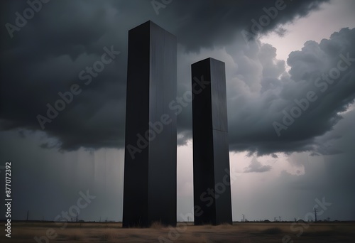 black tower in the cloudy weather