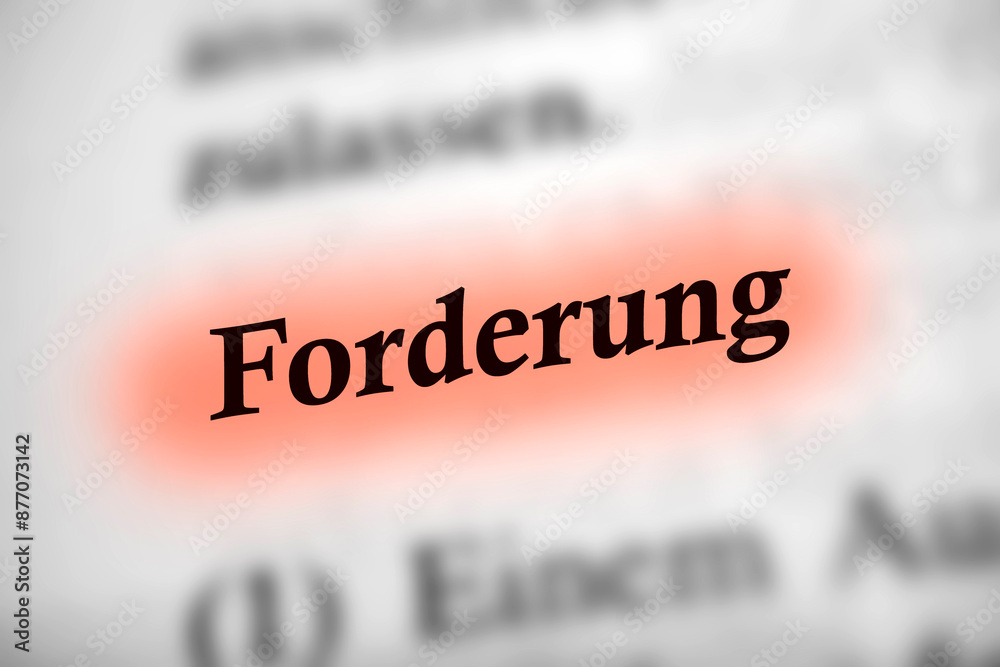 Obraz premium Forderung - Deutsches Text Wort mit roter Markierung