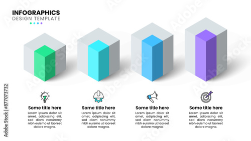 Infographic template. Isometric columns with 4 steps