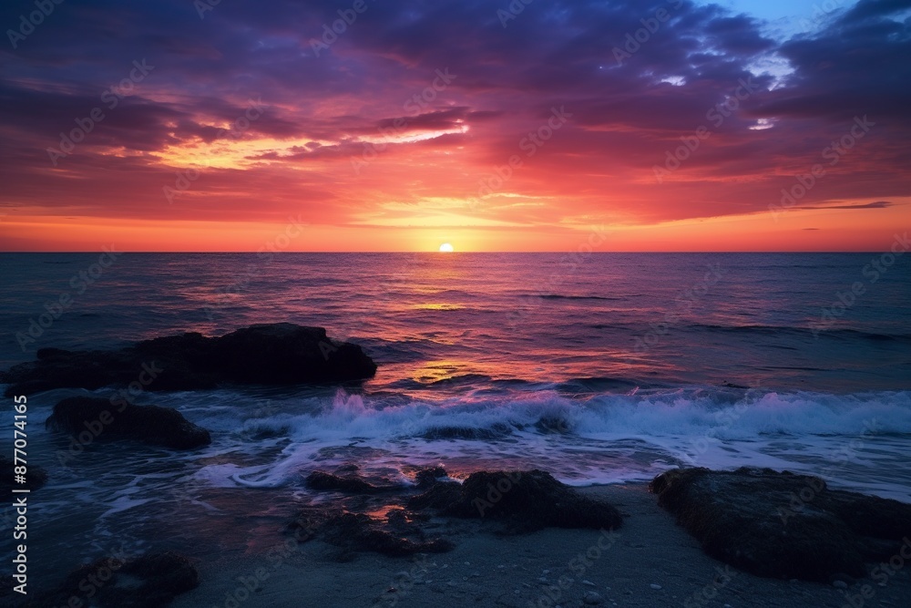 a very beautiful view of the sunset on the beach with generative ai a very beautiful view of the sunset on the beach with generative ai