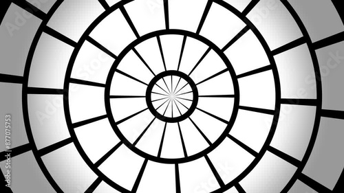 渦巻く太い円が交差するシンプルなデジタル背景（VJループ映像）