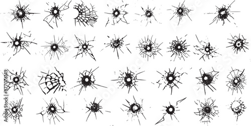 Collection of Bullet Hole - Realistic Broken Glass Effect, Crack Effects, Shattering Window Glass