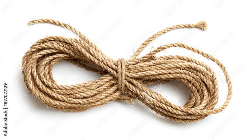 Hemp rope isolated on white, top view Hemp rope isolated on white, top view