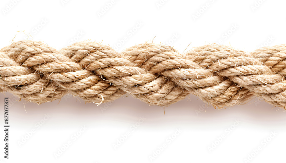 Fototapeta premium Hemp rope isolated on white, top view