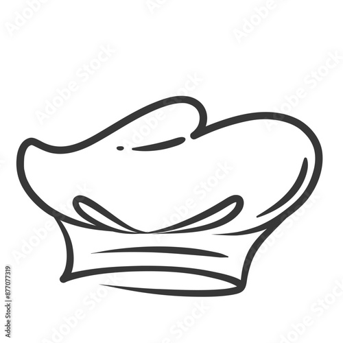 Chef hat icon, contour catering service symbol. Funny toque for head of professional chef or baker. Restaurant, bakery and cooking recipe mascot, hand drawn cookers cap icon vector illustration