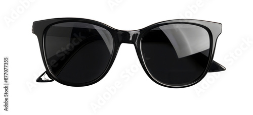 Classic black sunglasses with a sleek design, perfect for both casual and formal wear. UV protection included for style and safety. isolated on a white background.