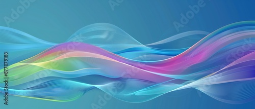 colofull waves lines vector, plain blue background, wallpaper